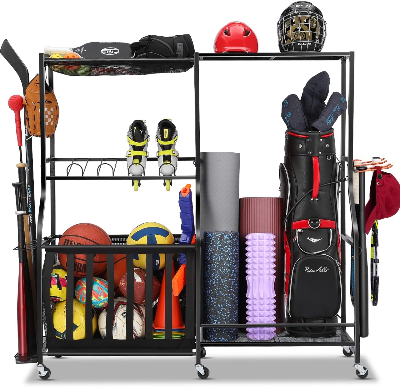 Golf Equipment Organizer For Garage - Garage Sports Equipment Organizer With Wheels