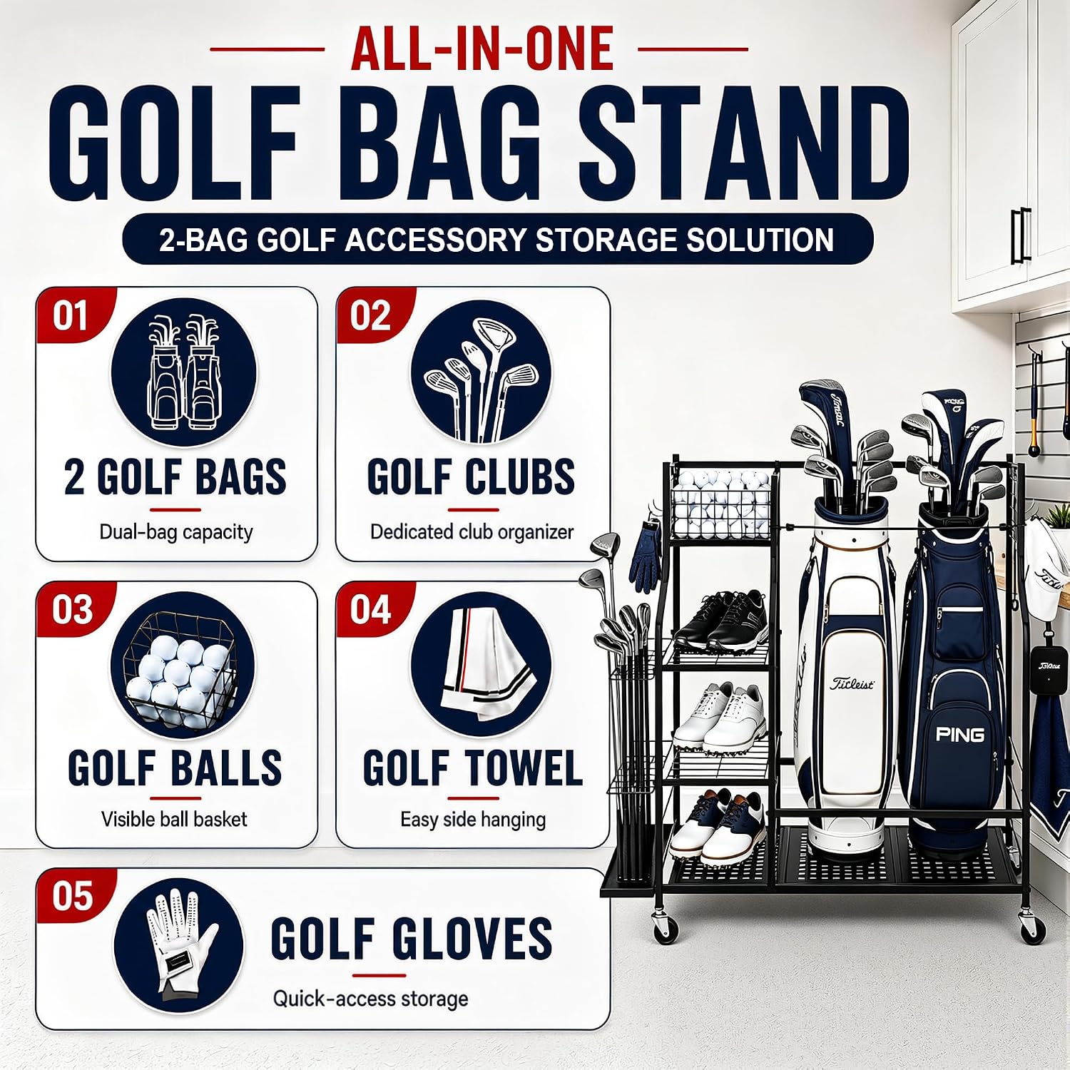 Heavy Duty Golf Bag Storage Ra - огляд і ціна Golf Equipment Organizer For Garage