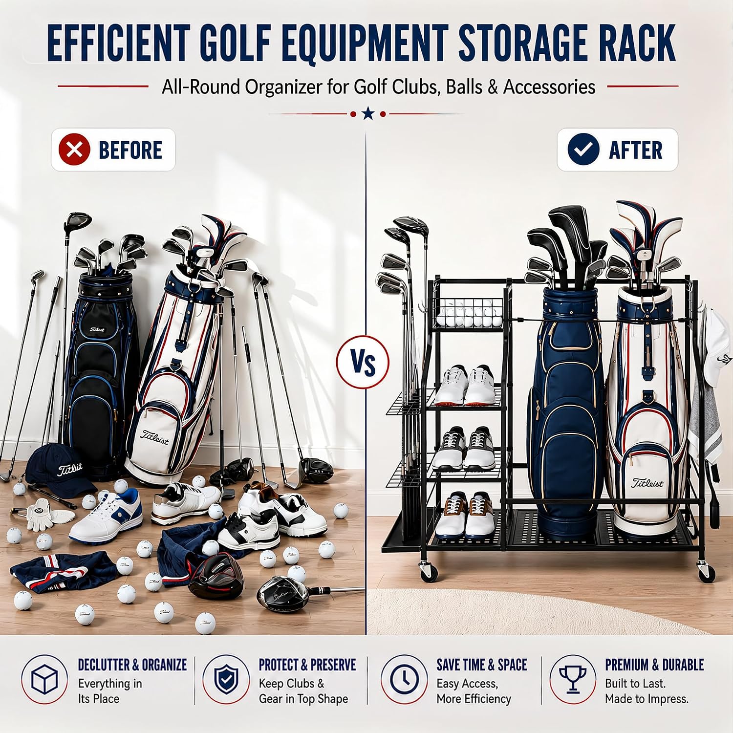 Heavy Duty Golf Bag Storage Ra - огляд і ціна Golf Equipment Organizer For Garage