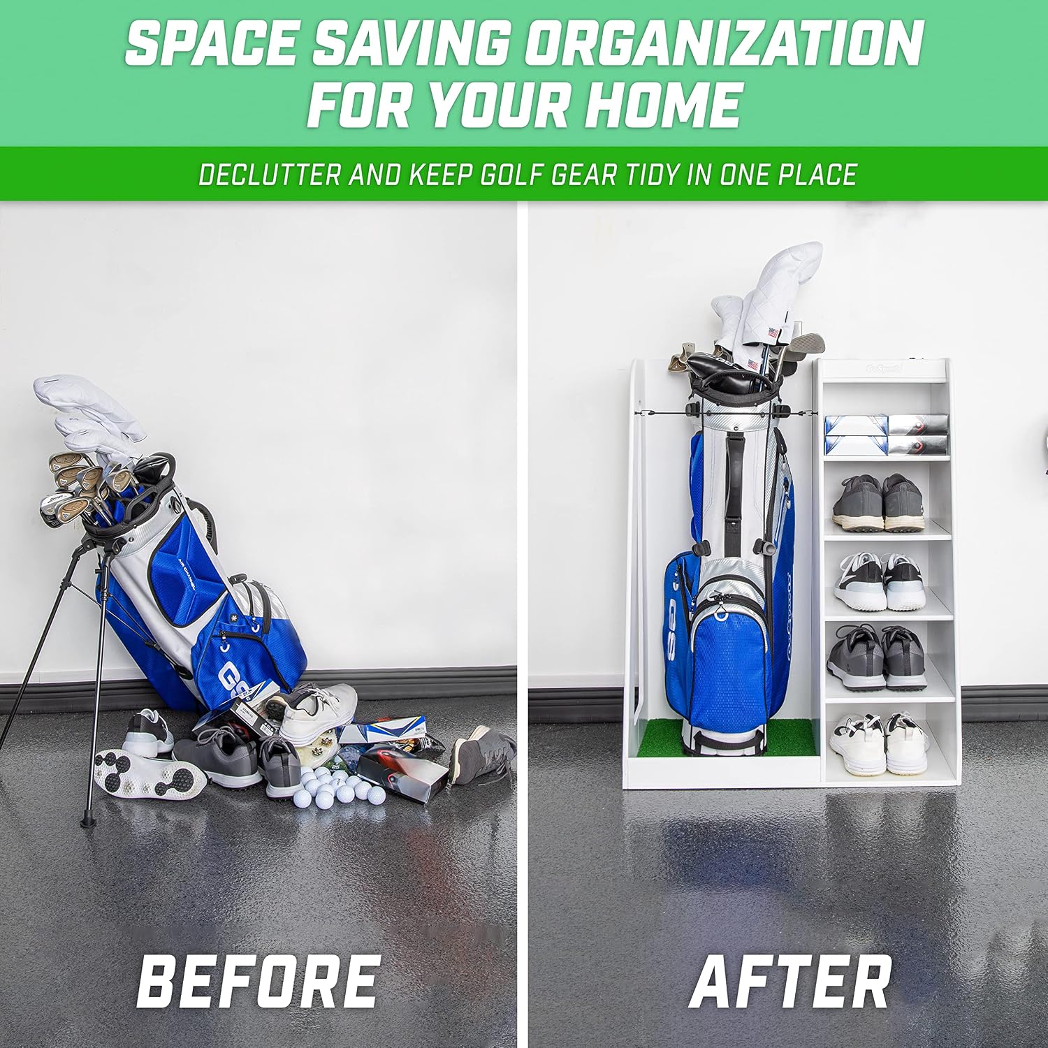 Premium Wooden Golf Bag Storag - огляд і ціна Golf Equipment Organizer For Garage